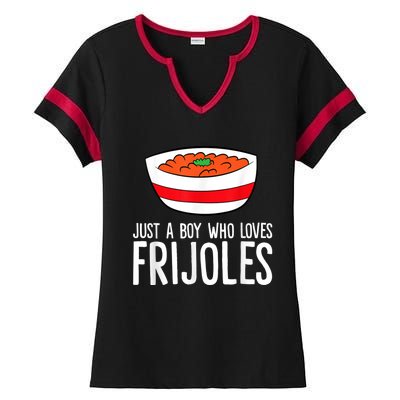 Just A Boy Who Loves Frijoles Funny Mexican Frijoles Ladies Halftime Notch Neck Tee