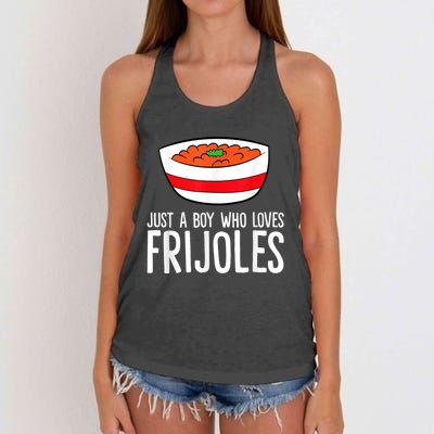 Just A Boy Who Loves Frijoles Funny Mexican Frijoles Women's Knotted Racerback Tank