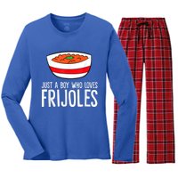 Just A Boy Who Loves Frijoles Funny Mexican Frijoles Women's Long Sleeve Flannel Pajama Set 