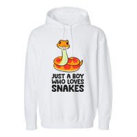 Just A Boy Who Loves Snakes Garment-Dyed Fleece Hoodie