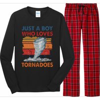 Just A Boy Who Loves Tornado Weather Storm Tornado Chaser Long Sleeve Pajama Set