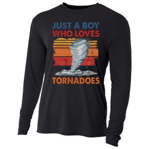 Just A Boy Who Loves Tornado Weather Storm Tornado Chaser Cooling Performance Long Sleeve Crew