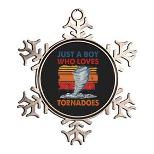 Just A Boy Who Loves Tornado Weather Storm Tornado Chaser Metallic Star Ornament