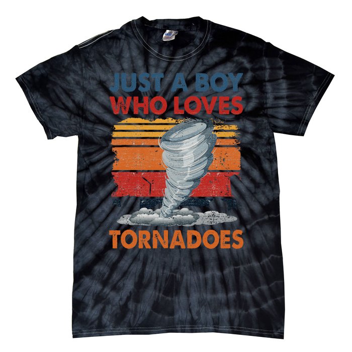 Just A Boy Who Loves Tornado Weather Storm Tornado Chaser Tie-Dye T-Shirt