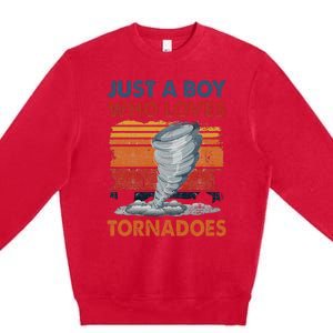 Just A Boy Who Loves Tornado Weather Storm Tornado Chaser Premium Crewneck Sweatshirt