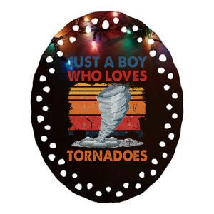 Just A Boy Who Loves Tornado Weather Storm Tornado Chaser Ceramic Oval Ornament