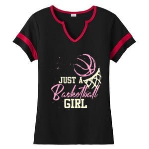 Just A Basketball Girl Basketball Ladies Halftime Notch Neck Tee