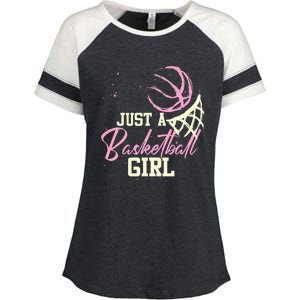 Just A Basketball Girl Basketball Enza Ladies Jersey Colorblock Tee