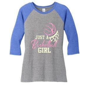 Just A Basketball Girl Basketball Women's Tri-Blend 3/4-Sleeve Raglan Shirt