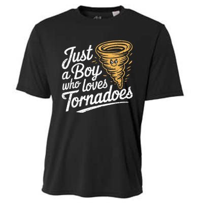 Just A Boy Who Loves Tornadoes Hurricane Weather Chaser Cooling Performance Crew T-Shirt