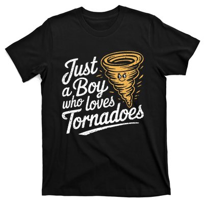 Just A Boy Who Loves Tornadoes Hurricane Weather Chaser T-Shirt