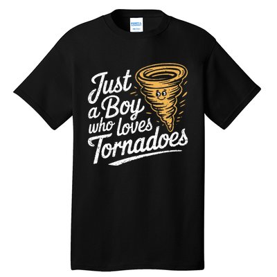 Just A Boy Who Loves Tornadoes Hurricane Weather Chaser Tall T-Shirt