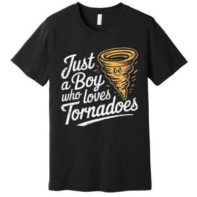 Just A Boy Who Loves Tornadoes Hurricane Weather Chaser Premium T-Shirt