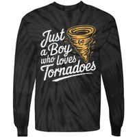 Just A Boy Who Loves Tornadoes Hurricane Weather Chaser Tie-Dye Long Sleeve Shirt