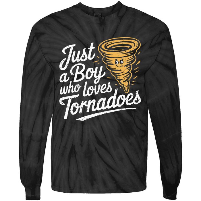 Just A Boy Who Loves Tornadoes Hurricane Weather Chaser Tie-Dye Long Sleeve Shirt