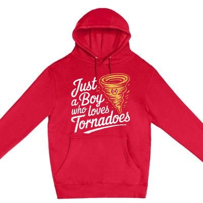 Just A Boy Who Loves Tornadoes Hurricane Weather Chaser Premium Pullover Hoodie