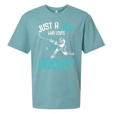 Just a Boy who loves Hockey Player Ice Hockey Boy Sueded Cloud Jersey T-Shirt