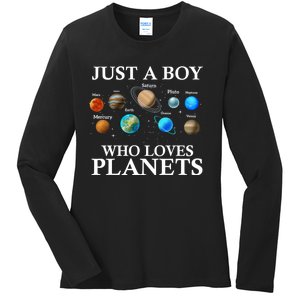 Just A Who Loves Planets Solar System Astrology Space Ladies Long Sleeve Shirt