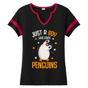 Just A Boy Who Loves Penguins Penguin Lover Ladies Halftime Notch Neck Tee