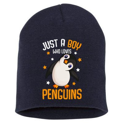 Just A Boy Who Loves Penguins Penguin Lover Short Acrylic Beanie