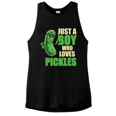 Just A Boy Who Loves Pickles Funny Pickle Boy Ladies PosiCharge Tri-Blend Wicking Tank