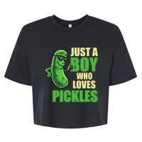 Just A Boy Who Loves Pickles Funny Pickle Boy Bella+Canvas Jersey Crop Tee