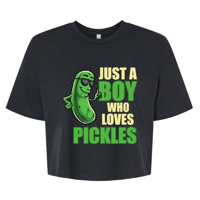 Just A Boy Who Loves Pickles Funny Pickle Boy Bella+Canvas Jersey Crop Tee