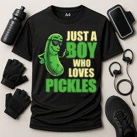 Just A Boy Who Loves Pickles Funny Pickle Boy Cooling Performance Crew T-Shirt