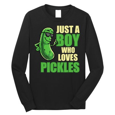 Just A Boy Who Loves Pickles Funny Pickle Boy Long Sleeve Shirt