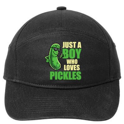Just A Boy Who Loves Pickles Funny Pickle Boy 7-Panel Snapback Hat
