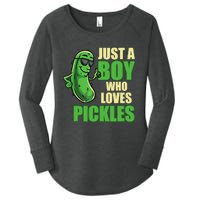 Just A Boy Who Loves Pickles Funny Pickle Boy Women's Perfect Tri Tunic Long Sleeve Shirt