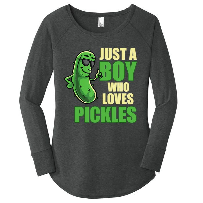 Just A Boy Who Loves Pickles Funny Pickle Boy Women's Perfect Tri Tunic Long Sleeve Shirt