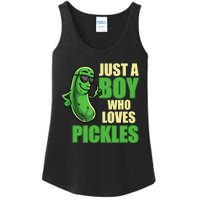 Just A Boy Who Loves Pickles Funny Pickle Boy Ladies Essential Tank