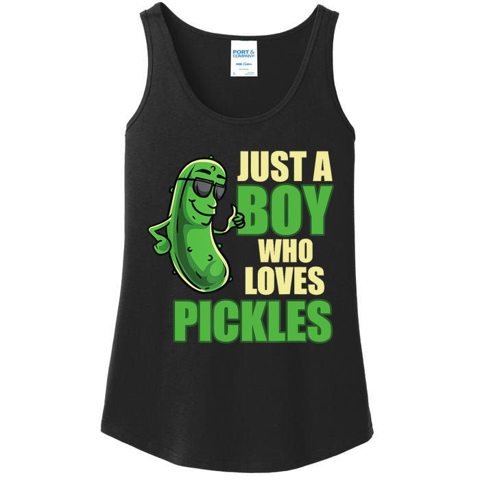 Just A Boy Who Loves Pickles Funny Pickle Boy Ladies Essential Tank