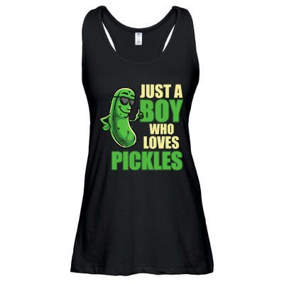 Just A Boy Who Loves Pickles Funny Pickle Boy Ladies Essential Flowy Tank