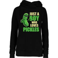 Just A Boy Who Loves Pickles Funny Pickle Boy Womens Funnel Neck Pullover Hood