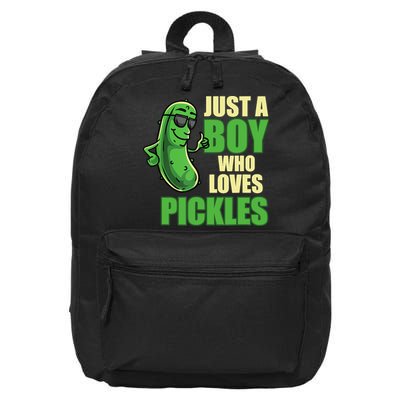 Just A Boy Who Loves Pickles Funny Pickle Boy 16 in Basic Backpack