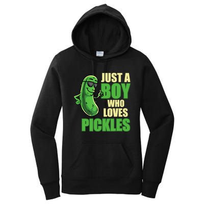 Just A Boy Who Loves Pickles Funny Pickle Boy Women's Pullover Hoodie