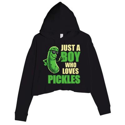 Just A Boy Who Loves Pickles Funny Pickle Boy Crop Fleece Hoodie