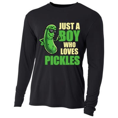 Just A Boy Who Loves Pickles Funny Pickle Boy Cooling Performance Long Sleeve Crew