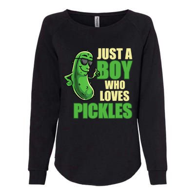 Just A Boy Who Loves Pickles Funny Pickle Boy Womens California Wash Sweatshirt