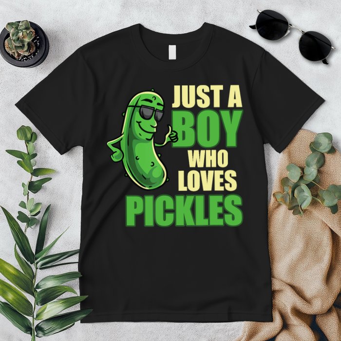 Just A Boy Who Loves Pickles Funny Pickle Boy Premium T-Shirt