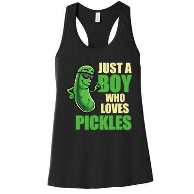 Just A Boy Who Loves Pickles Funny Pickle Boy Women's Racerback Tank