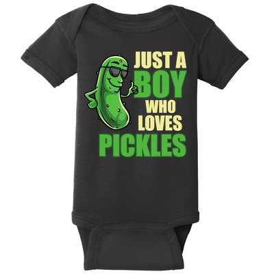 Just A Boy Who Loves Pickles Funny Pickle Boy Baby Bodysuit