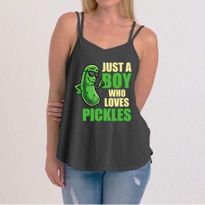 Just A Boy Who Loves Pickles Funny Pickle Boy Women's Strappy Tank