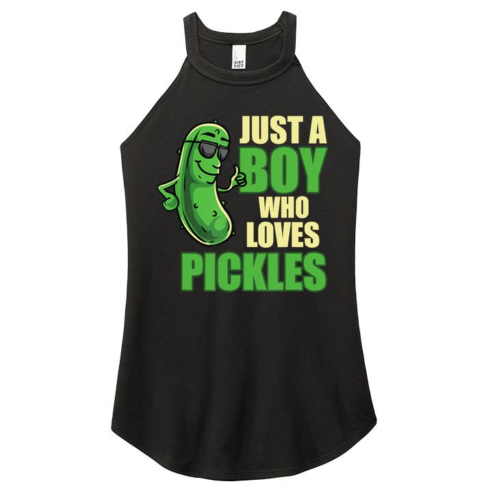 Just A Boy Who Loves Pickles Funny Pickle Boy Women's Perfect Tri Rocker Tank