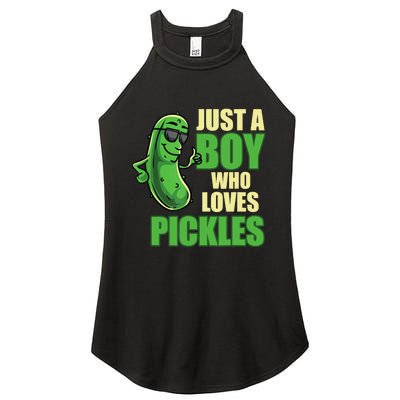 Just A Boy Who Loves Pickles Funny Pickle Boy Women's Perfect Tri Rocker Tank