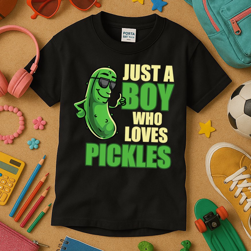 Just A Boy Who Loves Pickles Funny Pickle Boy Kids T-Shirt