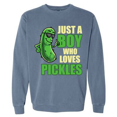 Just A Boy Who Loves Pickles Funny Pickle Boy Garment-Dyed Sweatshirt