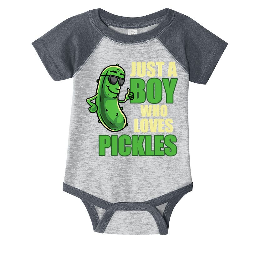 Just A Boy Who Loves Pickles Funny Pickle Boy Infant Baby Jersey Bodysuit